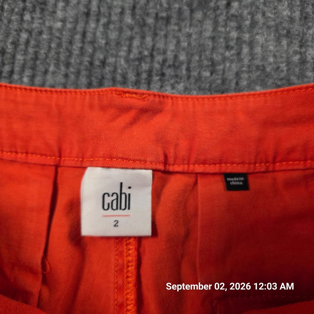 Cabi Orange Utility Patch Pocket Straight Leg Pants Womens 2 Workwear Casual - Picture 2 of 6